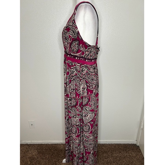 INC Womens Magenta Paisley V-Neck Sleeveless Jersey Maxi Dress Plus Size 1X - Picture 5 of 10